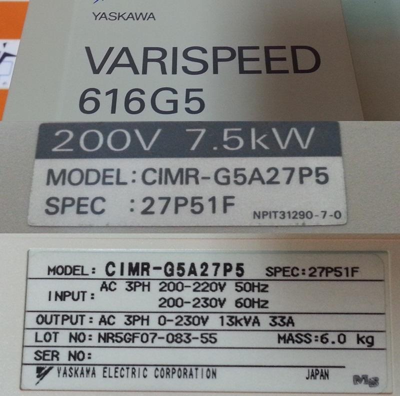 YASKAWA VARISPEED 616G5 CIMR-G5A27P5 INVERTER - PLC DCS SERVO
